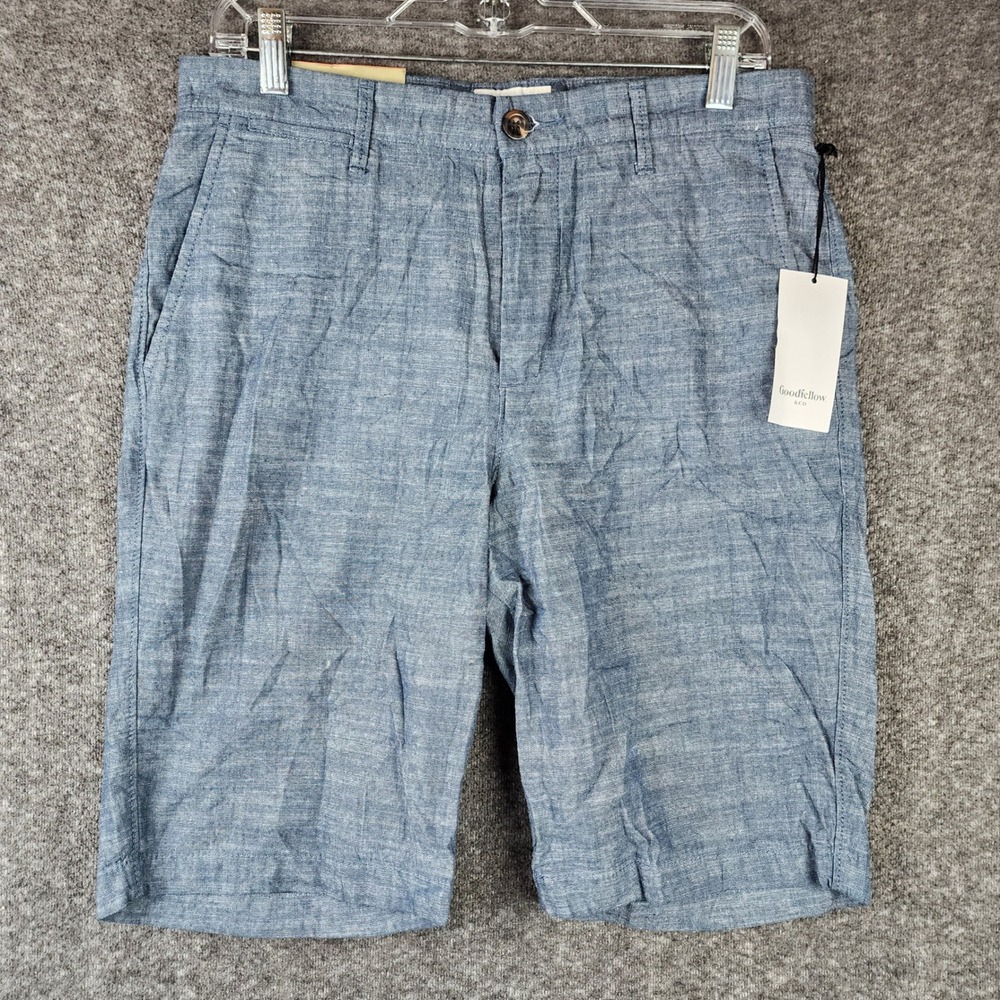 Goodfellow & Co Shorts Mens 30 Linden Short Blue Chambray Flat Front NEW